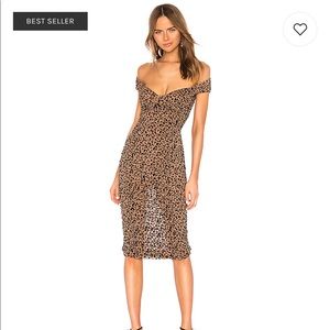 Tabitha Midi Dress in Tan Leopard